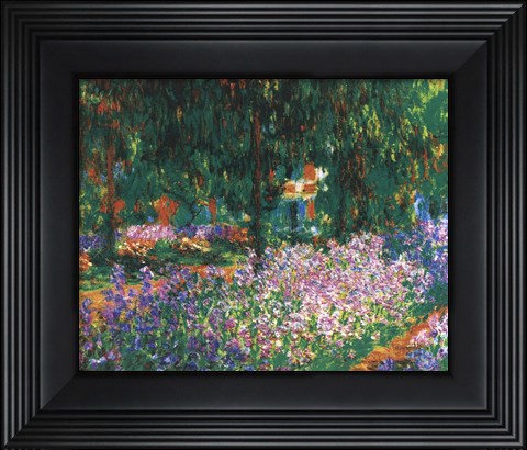 Framed Artist&#39;s Garden at Giverny, c.1900 (green trees) Print