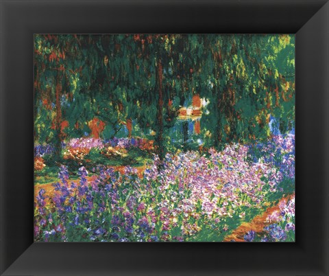 Framed Artist&#39;s Garden at Giverny, c.1900 (green trees) Print