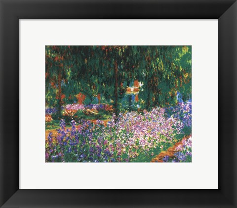 Framed Artist&#39;s Garden at Giverny, c.1900 (green trees) Print