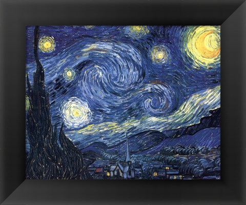 Framed Starry Night, c.1889 Print