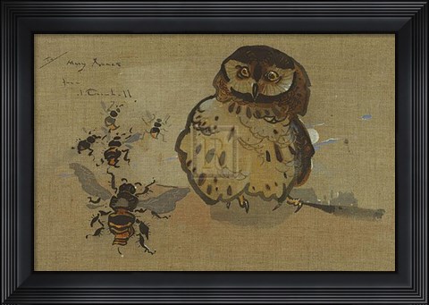 Framed Owl and Bees Print