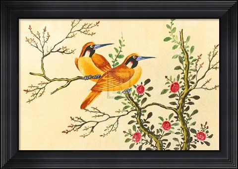 Framed Yellow Birds on Branch Print