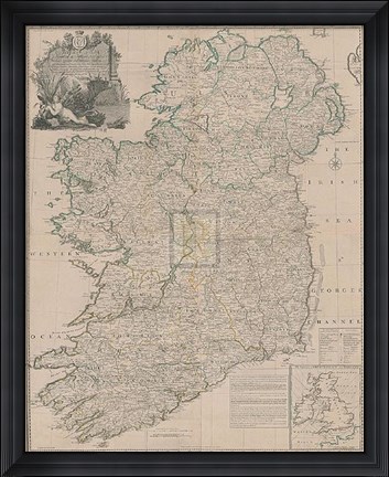 Framed Map of the Kingdom of Ireland, Print