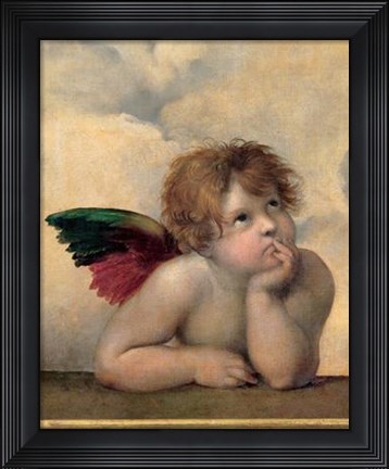 Framed Cherubim Putti Angels of The Sistine Madonna, c.1514 (detail - left side) Print