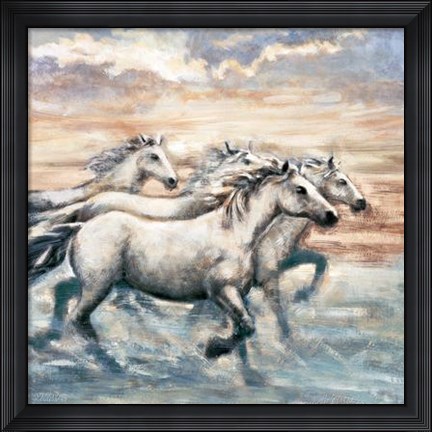 Framed Running Horses II Print