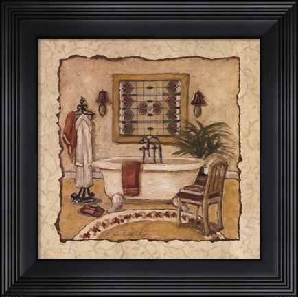 Framed Art Deco Bath II Print