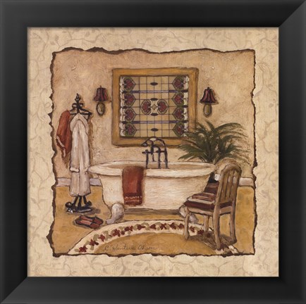 Framed Art Deco Bath II Print