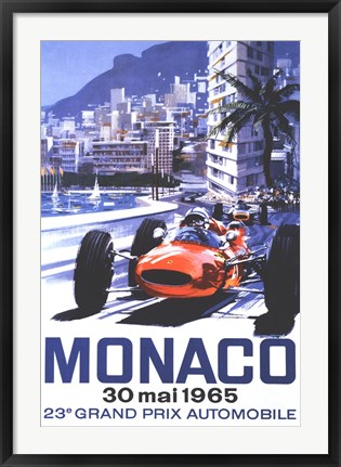 Framed Grand Prix Monaco 30 Mai 1965 Print