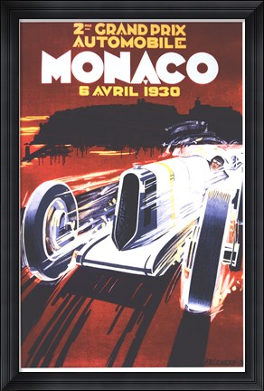 Framed Grand Prix De Monaco 1930 Print