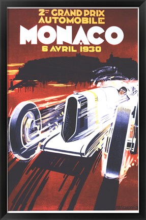 Framed Grand Prix De Monaco 1930 Print