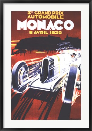 Framed Grand Prix De Monaco 1930 Print