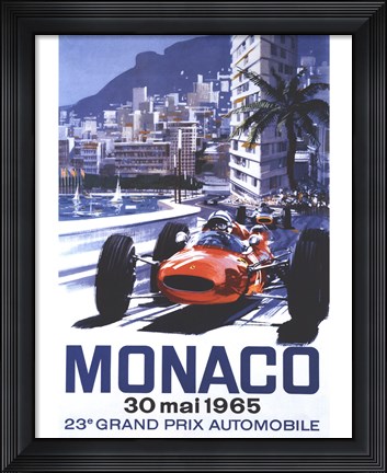 Framed Grand Prix Monaco 30 Mai 1965 Print