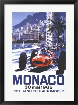 Framed Grand Prix Monaco 30 Mai 1965 Print