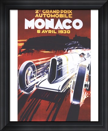 Framed Grand Prix De Monaco 1930 Print