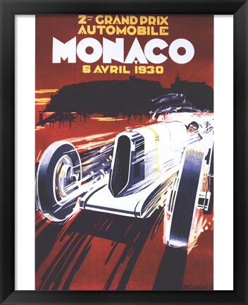 Framed Grand Prix De Monaco 1930 Print