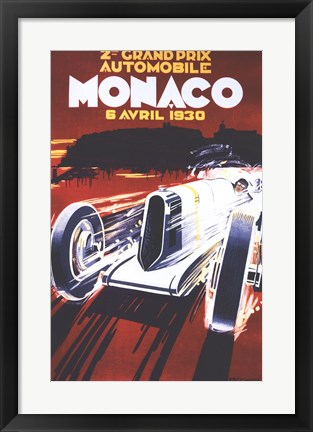 Framed Grand Prix De Monaco 1930 Print