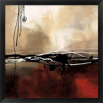 Framed Symphony in Red and Khaki I Print