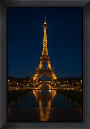 Framed Eiffel Tower at Night Print