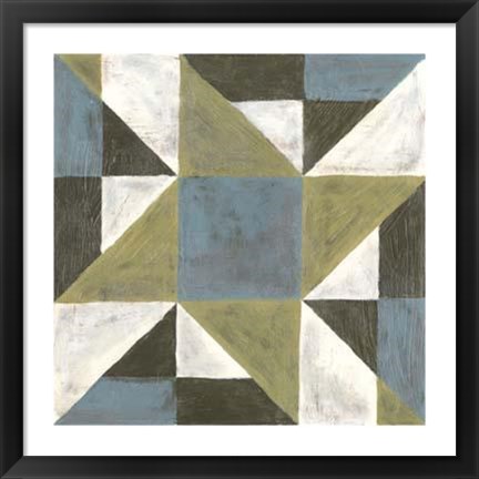 Framed Patchwork Tile I Print