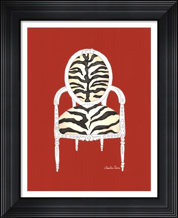 Framed Zebra Chair On Red Print
