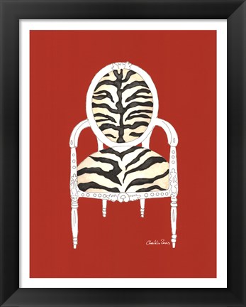 Framed Zebra Chair On Red Print