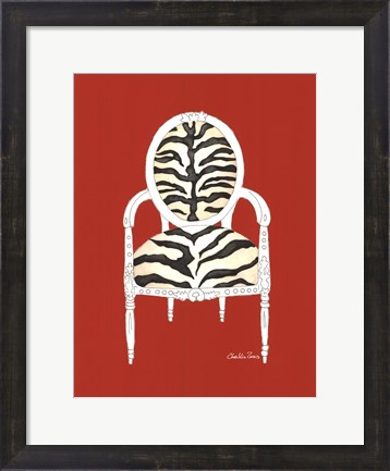 Framed Zebra Chair On Red Print