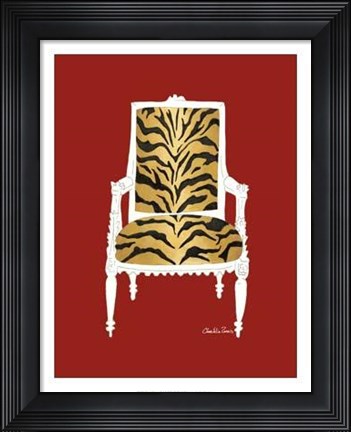 Framed Tiger Chair On Red Print