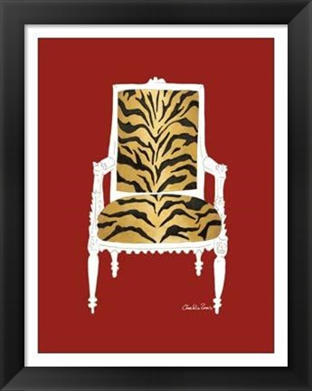 Framed Tiger Chair On Red Print