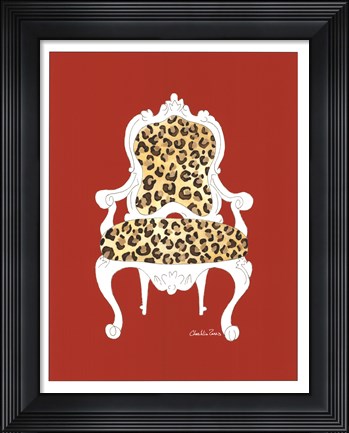 Framed Leopard Chair On Red Print