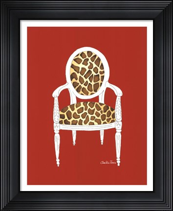 Framed Giraffe Chair On Red Print