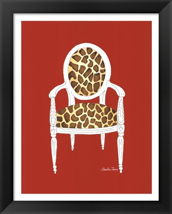 Framed Giraffe Chair On Red Print