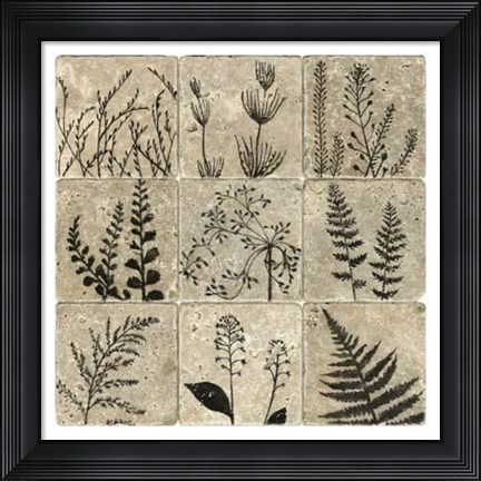 Framed Stone Tile Silhouette I Print