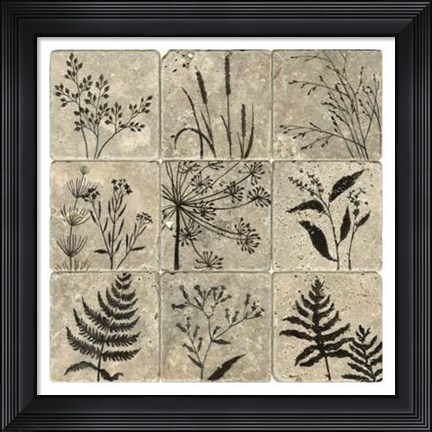 Framed Stone Tile Silhouette II Print