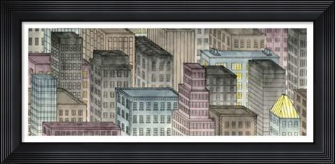 Framed City By Night I Print