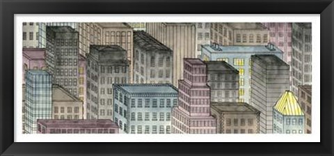 Framed City By Night I Print