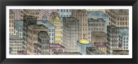 Framed City By Night II Print