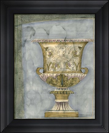 Framed Small Urn And Damask I Print