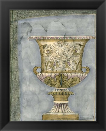 Framed Small Urn And Damask I Print