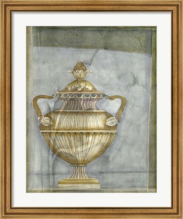 Framed Small Urn And Damask II Print