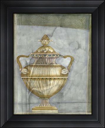 Framed Small Urn And Damask II Print