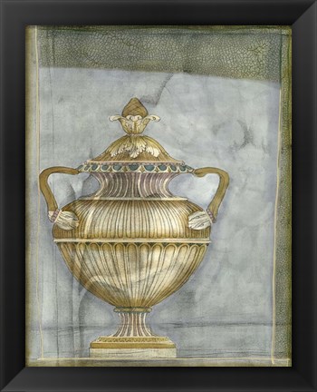 Framed Small Urn And Damask II Print