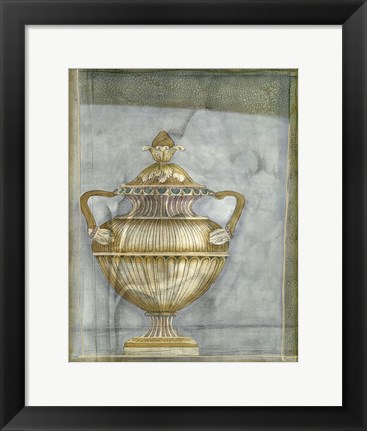 Framed Small Urn And Damask II Print