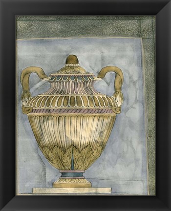 Framed Small Urn And Damask III Print