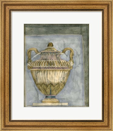 Framed Small Urn And Damask III Print