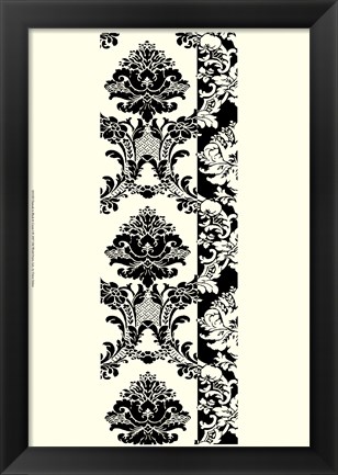 Framed Damask In Black And Cream I Print