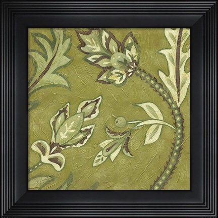 Framed Medium Pistachio Paisley I Print