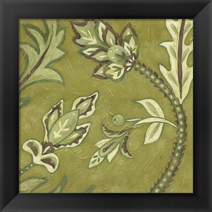 Framed Medium Pistachio Paisley I Print