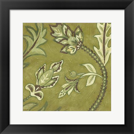 Framed Medium Pistachio Paisley I Print