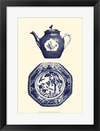 Framed Manor Porcelain In Blue I Print