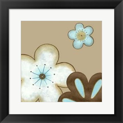 Framed Small Pop Blossoms In Blue I Print